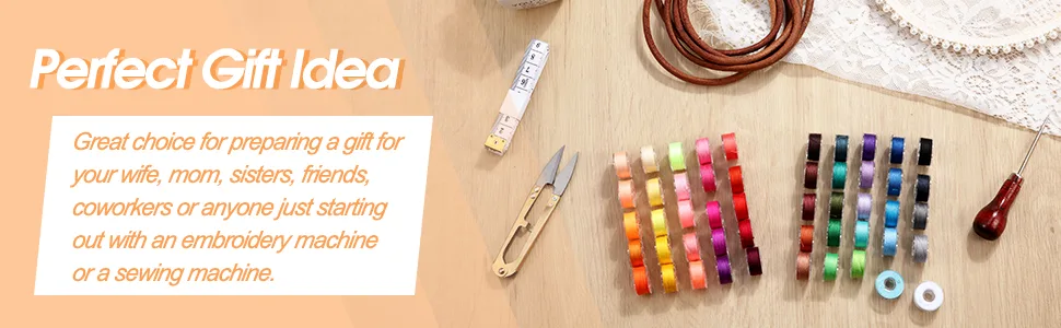 Prewound Thread Bobbins with Bobbin Box for Brother/Babylock/Janome/Elna/Singer, Assorted Colors, 50 Pieces - product information 6