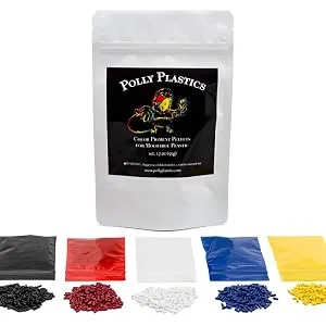 Polly Plastics Color Pellets for Moldable Plastic. Blue, Red, Yellow, Black, White. Color Chart Included. - Color Pigments