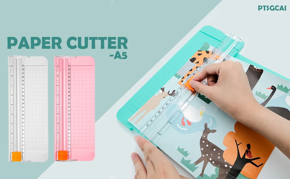 Paper Cutter A5 Paper Trimmer Titanium Scrapbooking Tool with 1pcs Replacement Cutting Blade,for Scrapbooking, Picture Cutting, Label Design, Photos,Comes with a Replacement Cutting Blade Blade Pink - product information 1