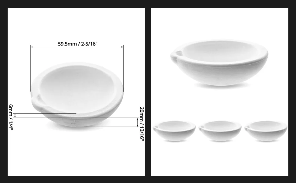 QWORK Ceramic Crucible Bowl, 4 Pcs Quartz Melting Dishes Pot for Melting Casting Refining Gold Silver Brass Alloy, 100g - qwork