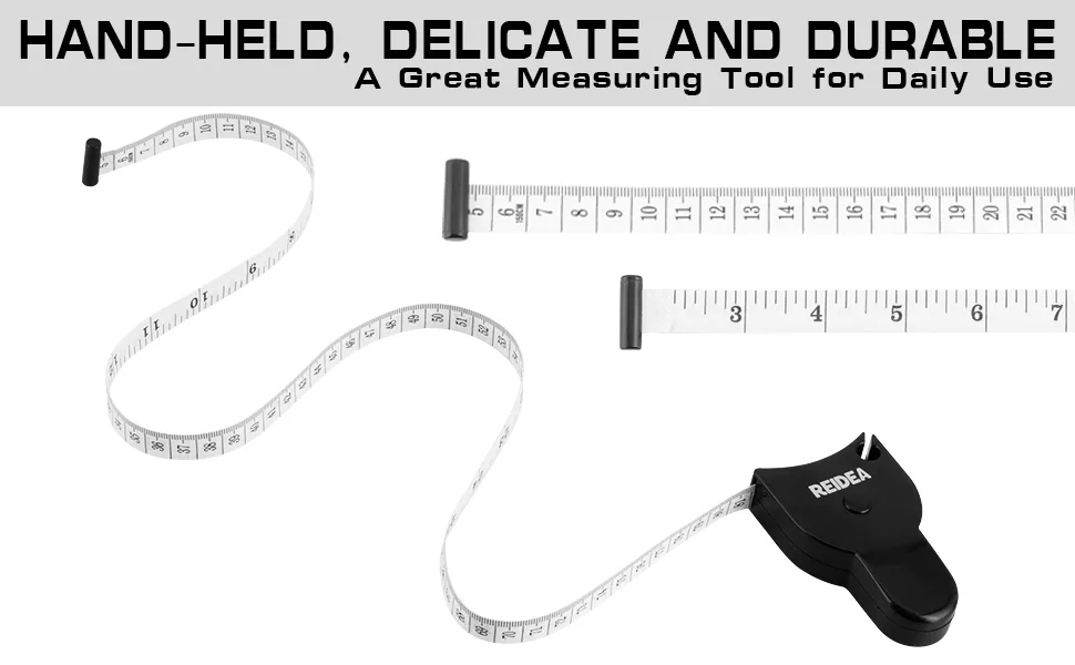 Body Measure Tape 60inch (150cm), Lock Pin and Push-Button Retract, Ergnomic and Portable Design, REIDEA M1, Black - A Great Measuring Tape