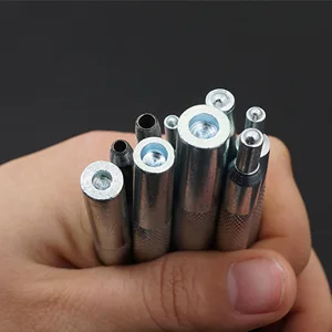 SKYZONAL DIY Leather Craft 11pcs Craft Tool Die Punch Snap kit Rivet Setter with Base for Punch Hole and Install Rivet Button - product information 8