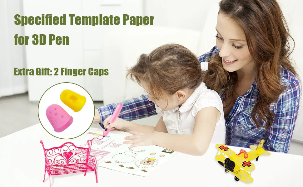 3D Printing Drawing Book, Reusable Colorful 40 Patterns Thick Paper Template with a Clear Plate, Painting Graffiti Template for 3D Pen Kids DIY Gift - 3D Template 3