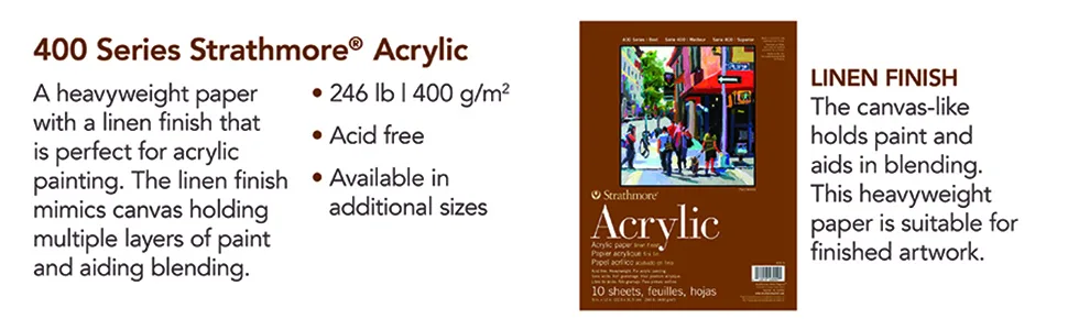 Strathmore Acrylic Paper Pad 9"X12"-10 Sheets -430900 Acrylic 9x12 - acrylic