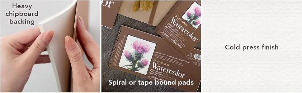 Strathmore Watercolor Paper Pad 9"X12"-140lb Cold Press 12 Sheets -62440100 9x12 Wire Binding - watercolor