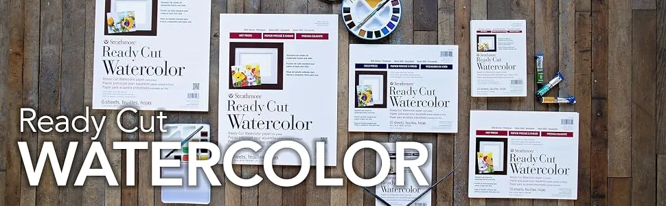 Strathmore 140-305 500 Series Ready Cut Watercolor Paper, 140 lb. Hot Press, 5"x7", 25 Sheets, Multicolor Ready Cut, Hot Press 5x7 - Ready Cut Watercolor