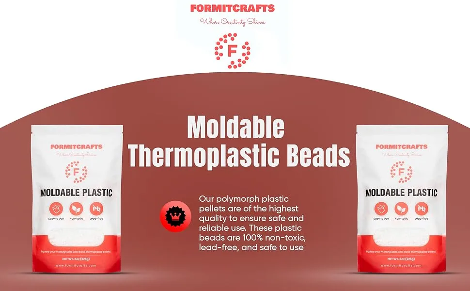 Thermoplastic Beads -8 oz. Polymorph Plastic Pellets(Made in Spain) - Reusable Moldable Plastic Beads - Melting Plastic Pellets for Modeling, DIY Craft - product information 1