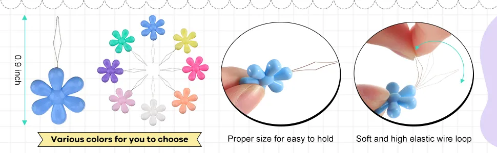 TecUnite 30 Pieces Needle Threaders with Clear Box Multicolor Plastic Flower Head Wire Loop Needle Threader for Hand Sewing - product information 2