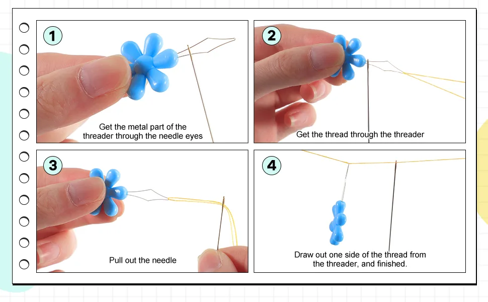 TecUnite 30 Pieces Needle Threaders with Clear Box Multicolor Plastic Flower Head Wire Loop Needle Threader for Hand Sewing - product information 6