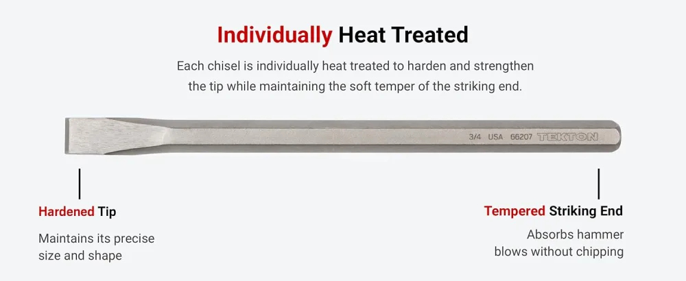 TEKTON 1/2 Inch Long Cold Chisel | Made in USA | 66205 1/2 in. - individually heat treated