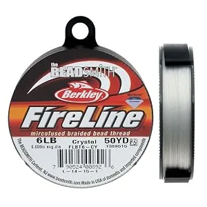 The Beadsmith Fireline by Berkley  Micro-Fused Braided Thread  6lb. Test.006/.15mm Diameter, 50 Yard Spool, Crystal Color  Super Strong Stringing Material for Jewelry Making and Bead Weaving - product information 1