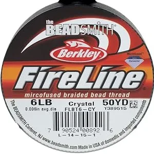 The Beadsmith Fireline by Berkley  Micro-Fused Braided Thread  6lb. Test.006/.15mm Diameter, 50 Yard Spool, Crystal Color  Super Strong Stringing Material for Jewelry Making and Bead Weaving - product information 2