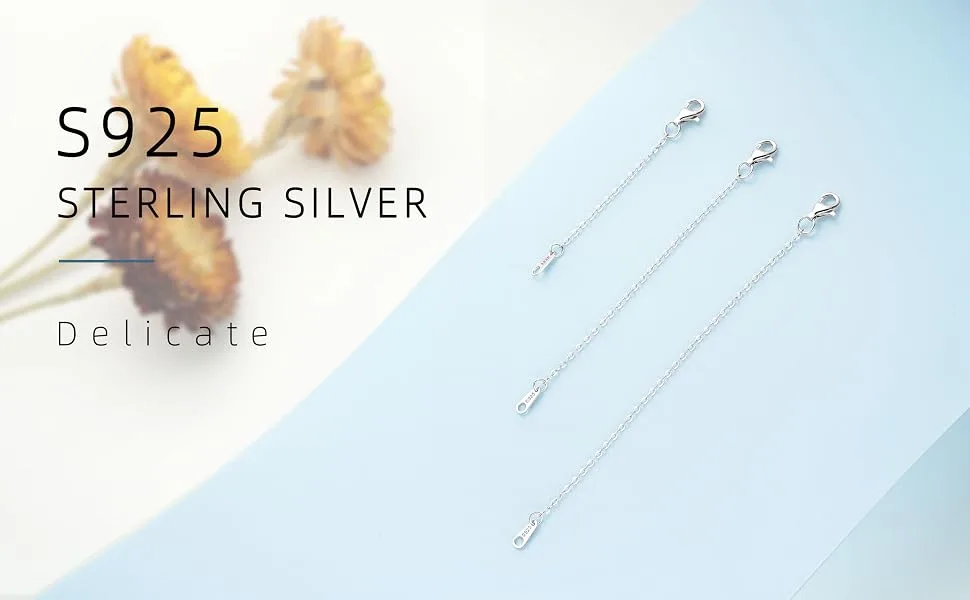 925 Sterling Silver Necklace Extender Sterling Silver Necklace Chain Extenders for Necklaces 2", 3", 4" Inches 2 3 4 inch Silver - Sterling Silver Necklace Extender Sterling Silver