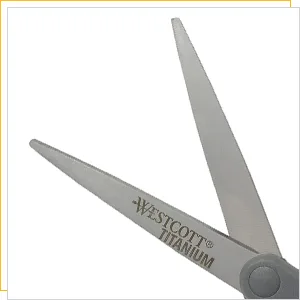 Westcott Titanium Bonded Scissors, Soft Handle, 8", Straight, Gray/Yellow, 4-Pack - Westcott Titanium Blade