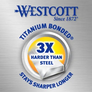 Westcott Titanium Bonded Scissors, Soft Handle, 8", Straight, Gray/Yellow, 4-Pack - Westcott Titanium Bonded