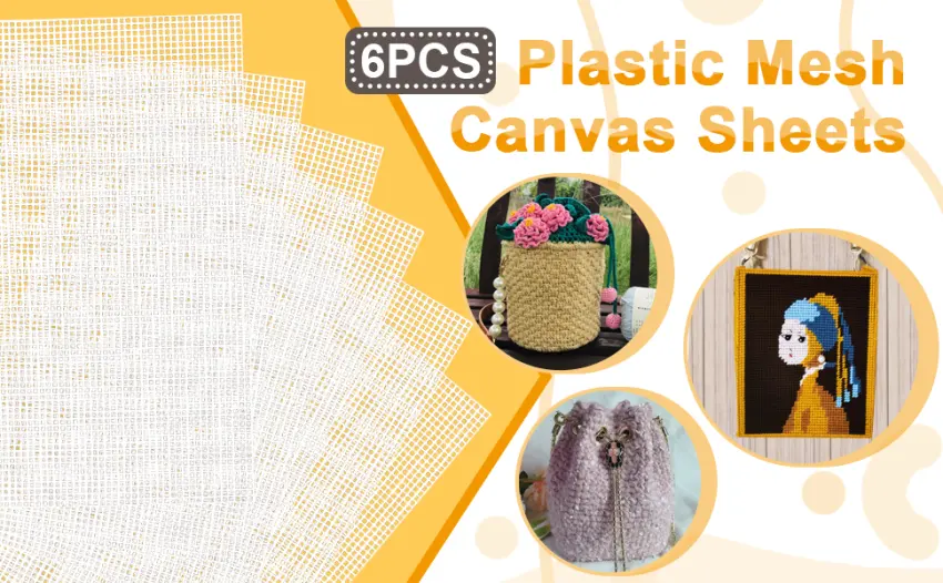 wexpw 6 Pieces Plastic Mesh Canvas Sheets, Clear Plastic Canvas Sheets Big Size Clear Needlepoint Embroidery Blank Canvas Sheets Plastic Canvas for Embroidery Projects, 8x13 inch - product information 2