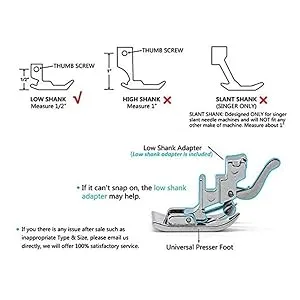 Windman Sewing Hemming Set Includes 3Pcs Wide Hem Foot,3Pcs Narrow Rolled Hem Presser Feet,Bias Tape Binder Foot and Adjustable Guide Presser Foot for Brother Singer Janome Low Shank Sewing Machine - product information 5