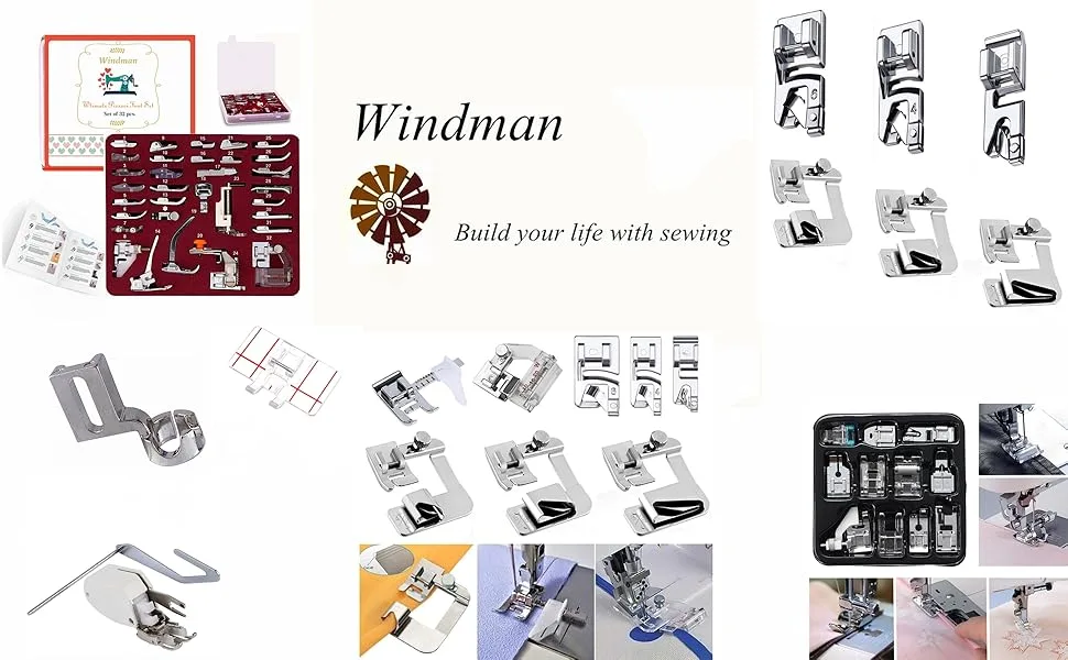 Presser Feet Set 11Pcs Snap On Sewing Machine Foot for Brother Singer Janome Babylock Kenmore Low Shank Sewing Machine Use - Windman Sewing Machine Presser Feet Assemble