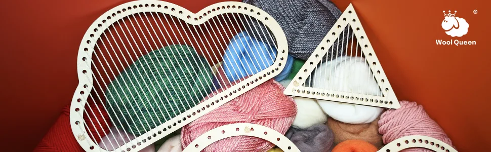 Wool Queen Rectangle Weaving Loom Kit 5.3''x7.8'' ,7.9''x11.8'' 2 Set with Weaving Needles Suit for Kids, Beginners and Weaving Lovers - weaving