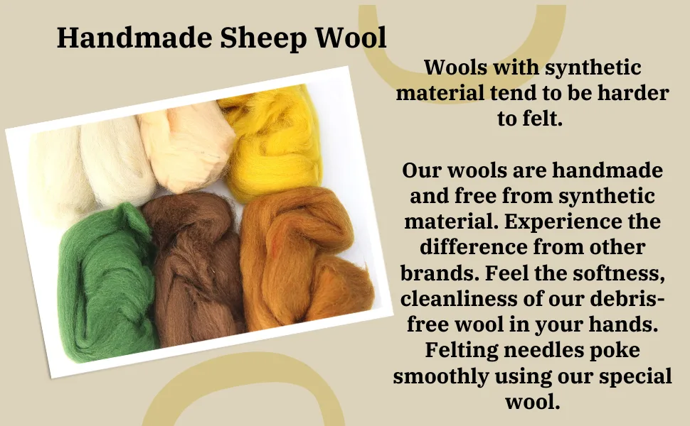 Woolbuddy Needle Felting Wool, Natural Handmade Wool Roving, 6 Vibrant Colors with Instructions (Wool Bag Summer) - wool