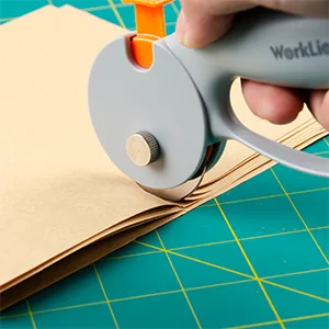 WORKLION 45mm Rotary Cutter for Fabric:Safety Lock with Ergonomic Classic Comfortable Handle Suitable for Crafting Sewing Quilting Crafts Includes Extra 5pcs 45mm Replacement Blade - Rotary Cutter for Leather