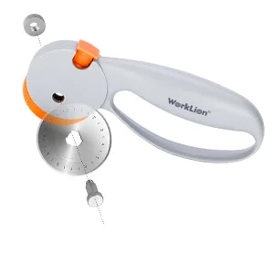 WORKLION 45mm Rotary Cutter for Fabric:Safety Lock with Ergonomic Classic Comfortable Handle Suitable for Crafting Sewing Quilting Crafts Includes Extra 5pcs 45mm Replacement Blade - worklion