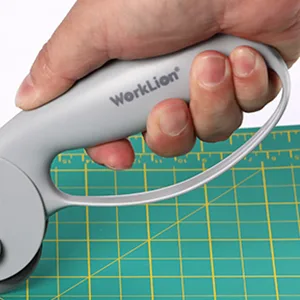 WORKLION 45mm Rotary Cutter for Fabric:Safety Lock with Ergonomic Classic Comfortable Handle Suitable for Crafting Sewing Quilting Crafts Includes Extra 5pcs 45mm Replacement Blade - worklion