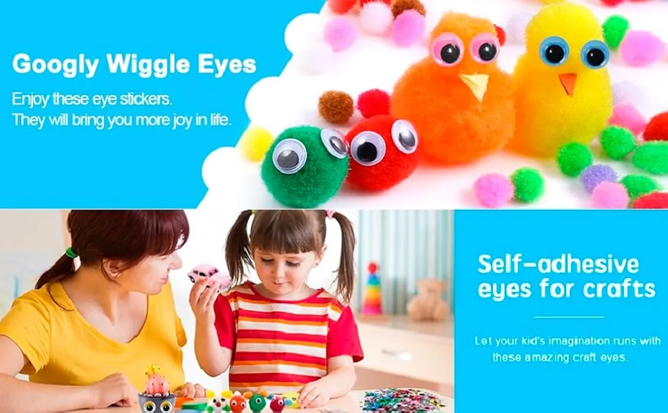 1700pcs Googly Wiggle Eyes Self Adhesive, for Craft Sticker Eyes Multi Colors and Sizes for DIY by ZZYI - googly eyes self adhesive
