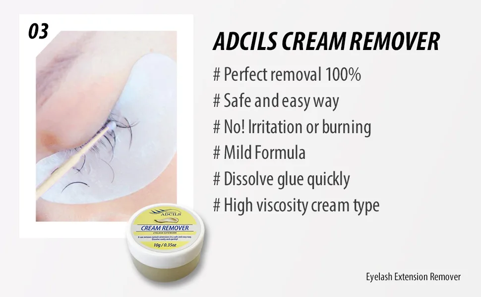 ADCILS PROFESSIONAL Eyelash Extension Cream Remover 10g/0.35oz - Lash Glue Adhesive Gel Removing Cream Makeup Cosmetic Accessory - adcils cream remover