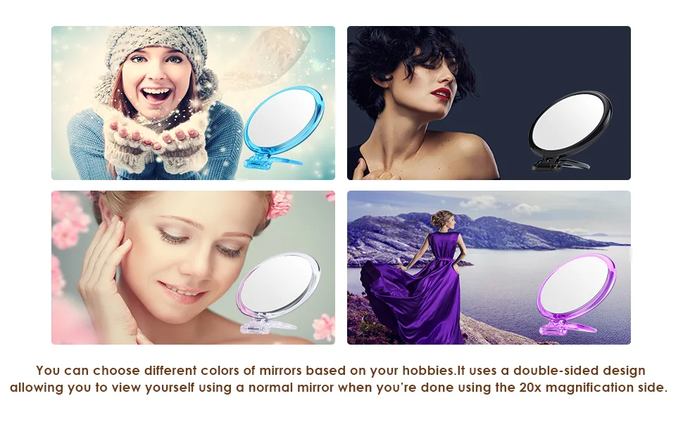5Inch,20X Magnifying Mirror, Two Sided Mirror, 20X/1X Magnification, Folding Makeup Mirror with Handheld/Stand,Use for Makeup Application, Tweezing, and Blackhead/Blemish Removal. (Blue) - product information 22
