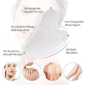 Large Gua Sha Facial Tool,Natural Jade Stone,Guasha Tool for Face Massager,Secret Therapy of Beauty from Asia,Scraping and SPA Acupancture Therapy to Lift,Decrease Puffiness and Tighten.(White) - gua sha tool function