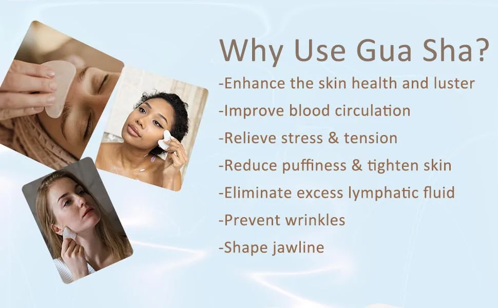 Large Gua Sha Facial Tool,Natural Jade Stone,Guasha Tool for Face Massager,Secret Therapy of Beauty from Asia,Scraping and SPA Acupancture Therapy to Lift,Decrease Puffiness and Tighten.(White) - why use guasha