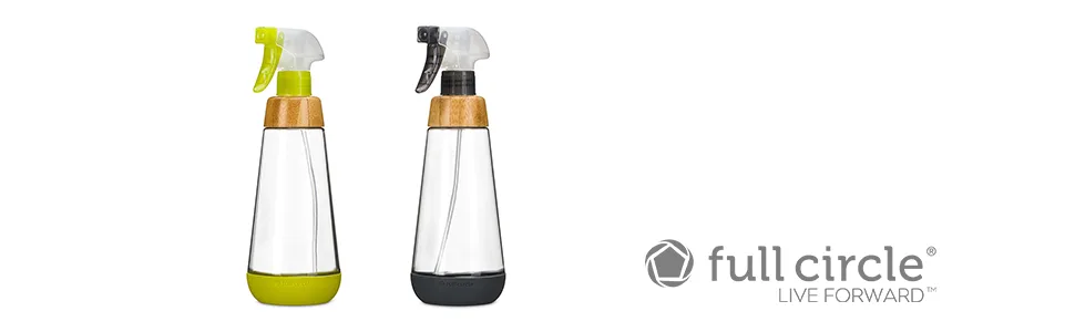 Full Circle Bottle Service Refillable Glass 16oz Spray Bottle with Silicone Boot and Pump Head  Reusable, Multi-Use, Gray - Spray Bottle, Cleaning, Kitchen, Bathroom, Reusable, Refill, Glass, Solution, Mist, Natural, Purpose