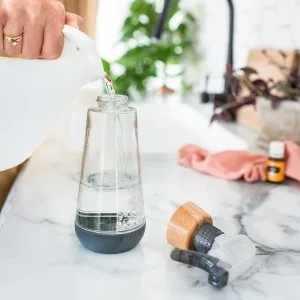 Full Circle Bottle Service Refillable Glass 16oz Spray Bottle with Silicone Boot and Pump Head  Reusable, Multi-Use, Gray - Spray Bottle, Cleaning, Kitchen, Bathroom, Reusable, Refill, Glass, Solution, Mist, Natural, Purpose
