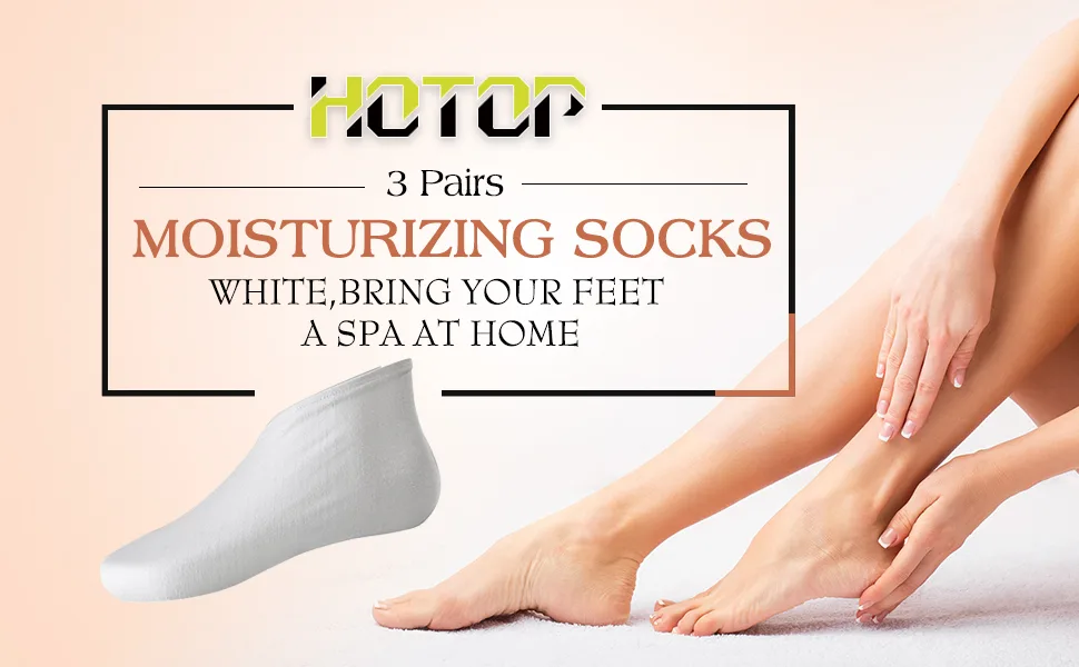3 Pairs White Socks Lotion Moisturizing Socks Spa Overnight Absorbing for Dry Cracked Feet for Women Ladies - product information 1