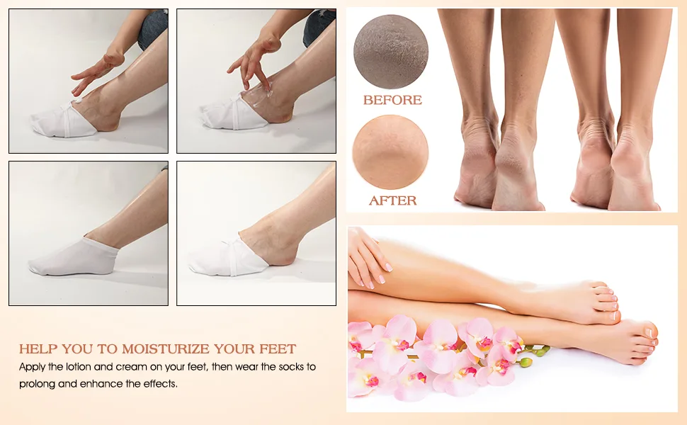 3 Pairs White Socks Lotion Moisturizing Socks Spa Overnight Absorbing for Dry Cracked Feet for Women Ladies - product information 3