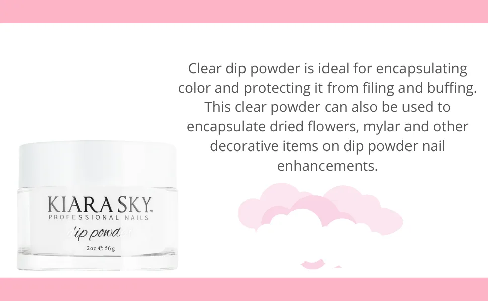 Kiara Sky Dip Powder - Sterling - D489 - Clear 2 description II