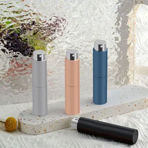 Lil Ray 8ML Portable Mini Perfume Atomizer Spray Bottle(4 PCS), Travel Refillable Atomizer Sprayer for Perfume,Cologn, Fragrance with Twist Design (Matte Black&Rose Gold&Blue&Silver) 4 PCS SET C - 8ml new perfume bottle