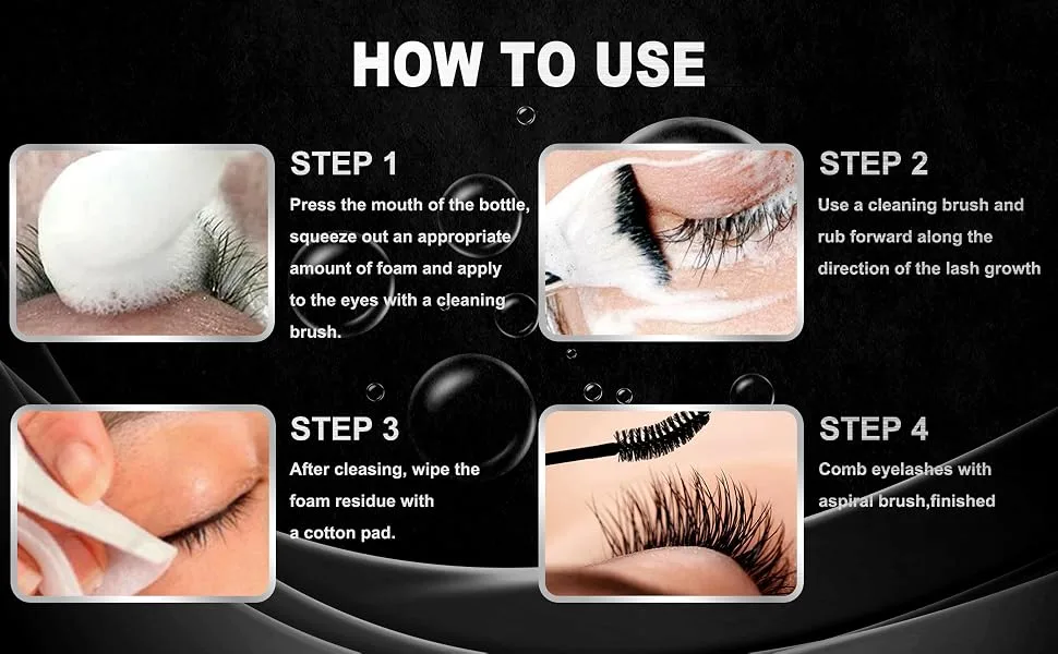 M J JOMAY Eyelash Extension Shampoo / 2 fl.oz / 60ml /Paraben & Sulfate Free Safe Makeup Remover/Wash for Extensions & Natural Lashes/Professional & Self Use 2 Fl Oz - How to use