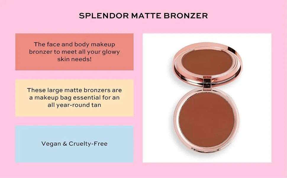 Revolution Splendor Matte Bronzer Powder, Contour Makeup For Bronzing, Vegan & Cruelty-Free, Medium - Splendor Matte Bronzer Medium