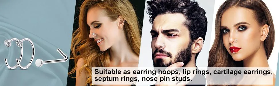Nose Piercing Kits, Safety Disposable 20G Nose Piercing Gun with 20G Nose Rings Studs Set for Women Girls Black - Nose Stud Kits