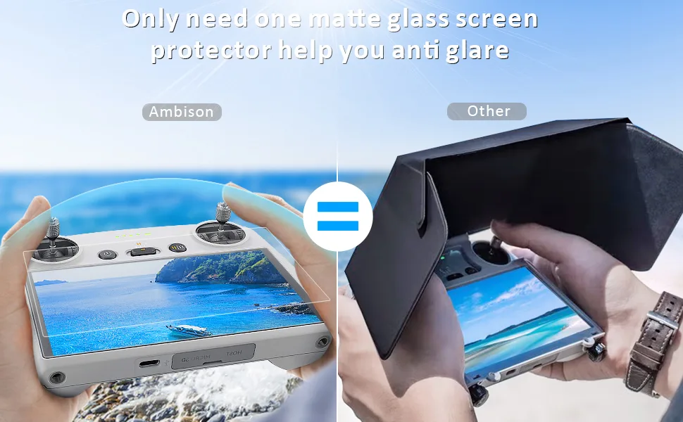 2 Pack Ambison DJI Mini 3 Pro Matte Glass Screen Protector, Anti-Glare & Frigerprint & Scratch/Smooth as Silk/Easy Installation/HD Clear Compatible with DJI Mini 3 Pro RC Remote Controller Accessories - DJI mini 3 pro matte screen protector anti glare