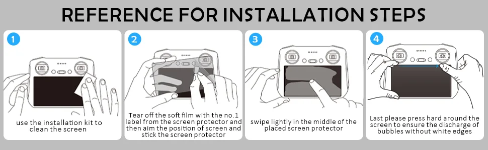 2 Pack Ambison DJI Mini 3 Pro Matte Glass Screen Protector, Anti-Glare & Frigerprint & Scratch/Smooth as Silk/Easy Installation/HD Clear Compatible with DJI Mini 3 Pro RC Remote Controller Accessories - DJI mini 3 pro screen protector insallation steps