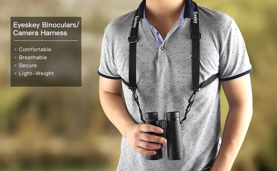 Eyeskey Binoculars Harness Light-Weight Breathable Comfortable Binocular Strap Harness -Easy to Attach and Detach Binoculars, Cameras and Rangefinders, 4oz - Binoculars/Camera Harness