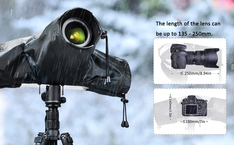 Professional Camera Rain Cover, Rain-Waterproof Camera Protector Cover for Canon Nikon Sony DSLR Mirrorless Cameras, 18.313.8inch - camera rain cover