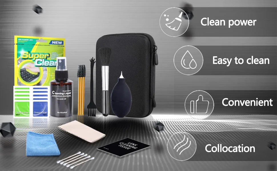 Cleaning Kit for Laptop,PC TV Screen Microfiber Cleaning Cloth Swabs & Case for Electronic Devices, Camera Lens Cleaning, with Storage Box (12Pcs) - camera cleaning kit