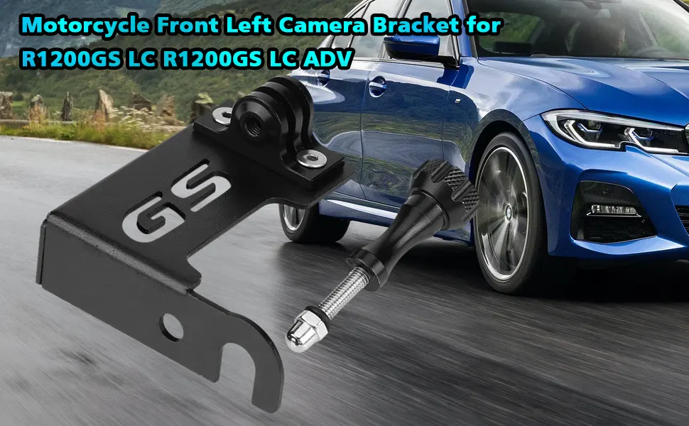 Keenso Motorcycle Front Left Camera Support Bracket Go Pro Side Camera Bracket Stand for R1200gs Lc R1200gs Lc Adv(Black) - Motorcycle Front Left Camera Support Bracket