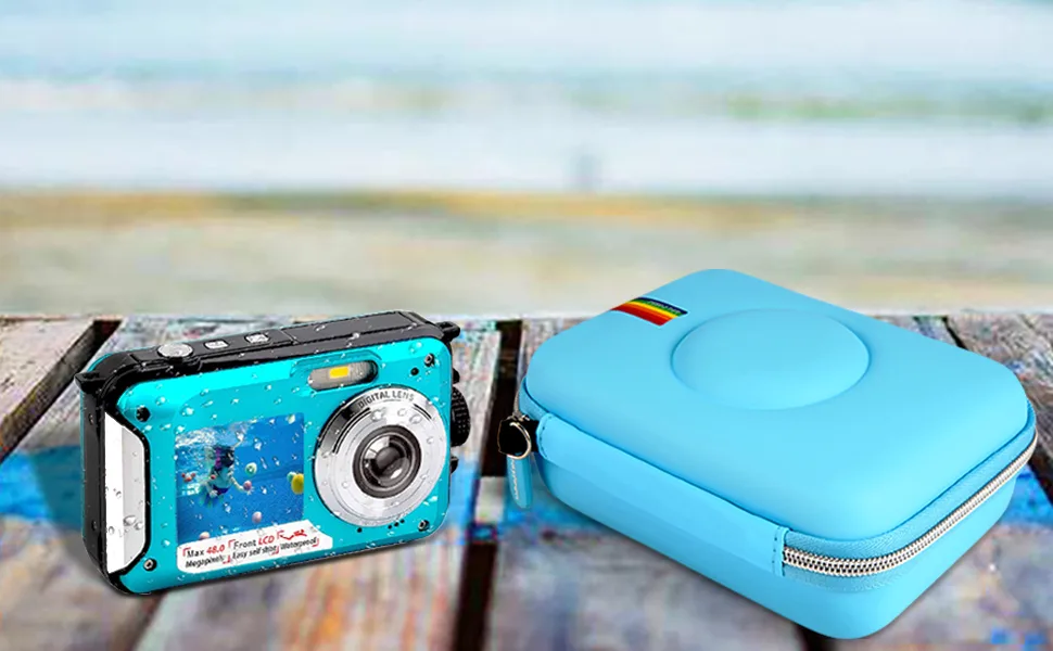 Leayjeen Digital Camera Case Compatible with YISENCE/Kaisoon Tech/Canon Portable Digital Camera 2.7K Full HD Video Waterproof Underwater Camera and More Accessories(Case Only) Blue - product information 2