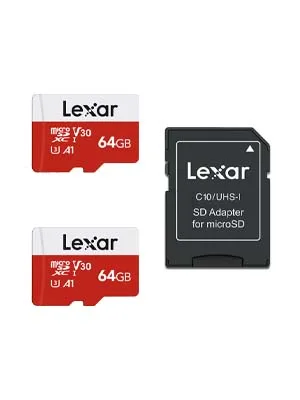 Lexar 64GB Micro SD Card 2 Pack, microSDXC UHS-I Flash Memory Card with Adapter - Up to 100MB/s, U3, Class10, V30, A1, High Speed TF Card (2 microSD Cards + 1 Adapter) 64GB x 2 - Lexar micro sd card