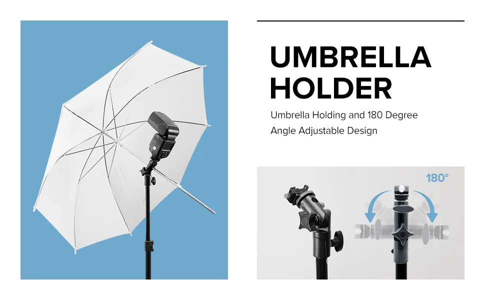 LimoStudio Flash Bracket Mount, Swivel Head Adapter, Umbrella Lighting Reflector Holder, Tripod Stand Mount Bracket, Speedlight Holder for Camera Photo Video Shooting, AGG1986 - AGG1986_Flash Bracket Mount